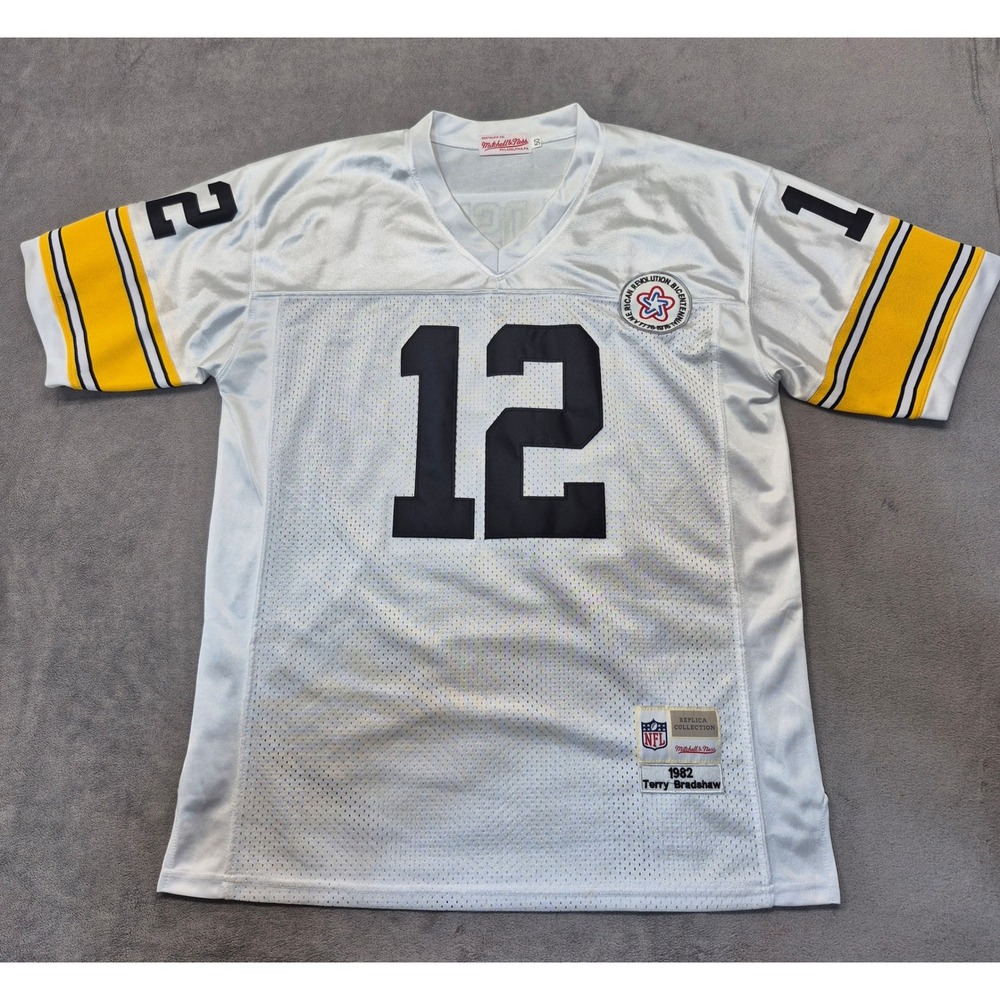 Mitchell Ness Terry Bradshaw 1982 Steelers Jersey White NFL Throwback Sz 50
